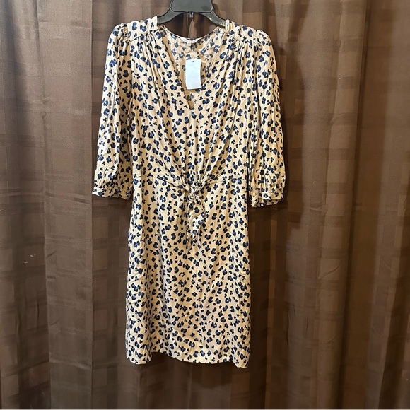 NWT Rebecca Taylor Silk Tie Front Cheetah Mini Dress Size 6 reg. $495 - Picture 5 of 9